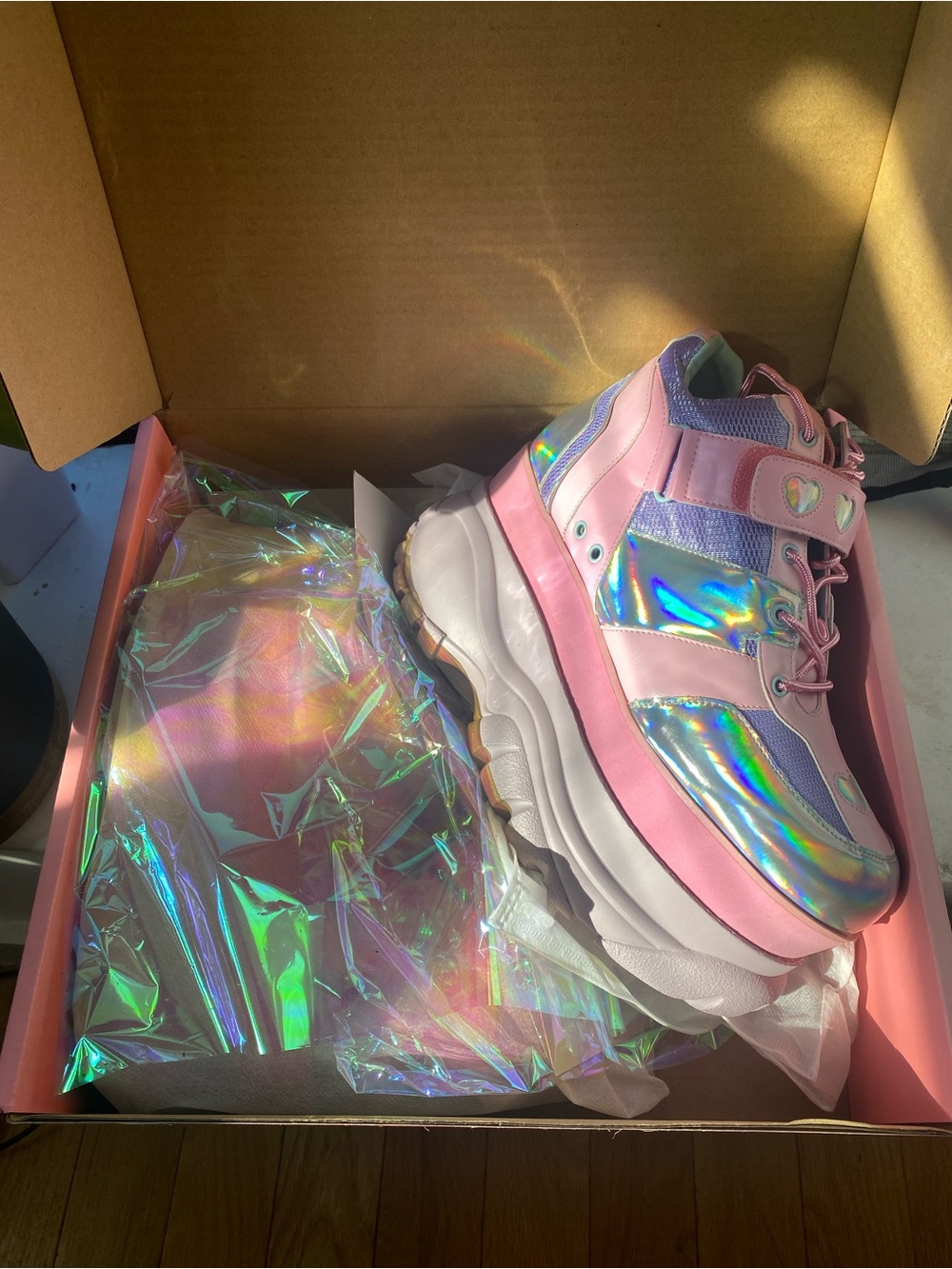 Pink Holographic Pastel Platform Sneakers size 11 women’s
